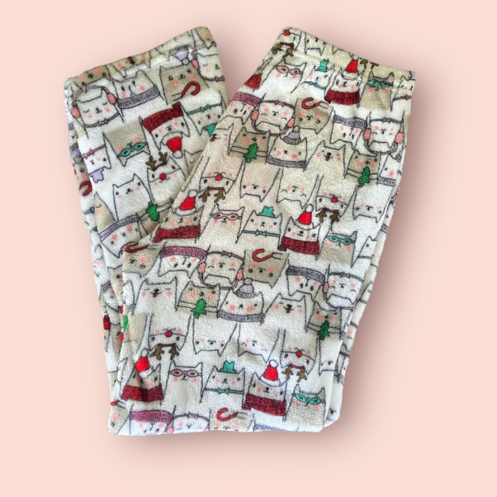 White Fleece Cat PJs | Size M